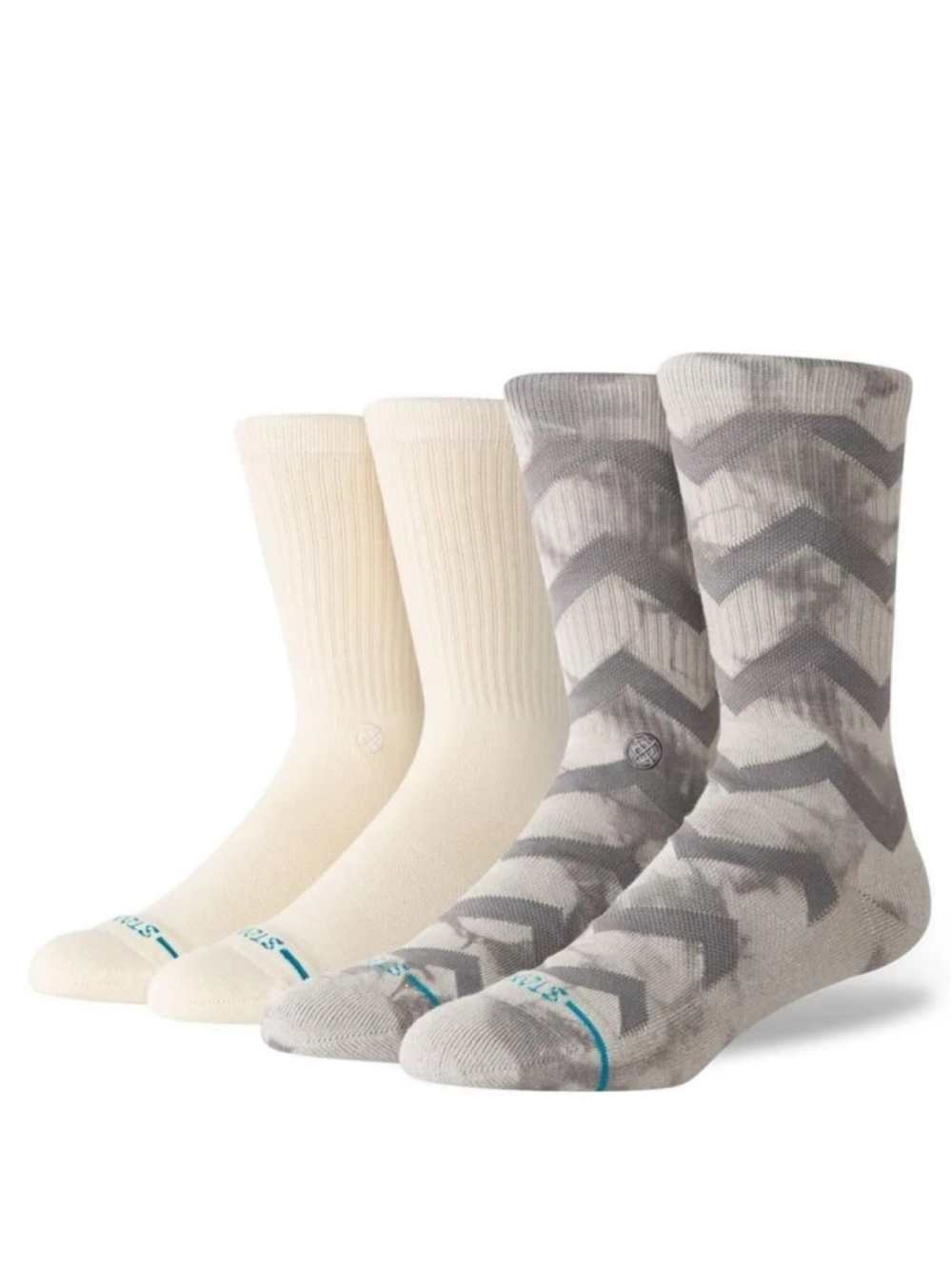 Stance Crew Socks 2-Pack | Gray & Cream | Size L | Athletic Casual Comfort